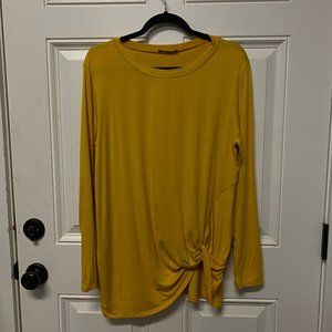 Mustard Knot Front Long Sleeve Top, Medium